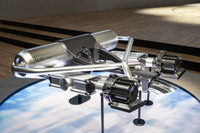 「ジャパンモビリティショー2025」で披露されたCO2回収装置「マツダモバイルカーボンキャプチャー」。CO2吸着・脱離ユニットには多孔質構造を持つゼオライトが充塡(じゅうてん)されている。