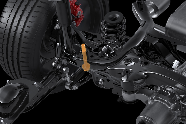 シャシー部品の締結ボルトの一部に締結剛性の高い特別なボルトを採用している。