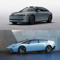 「アフィーラ1」(上)と「Honda 0サルーン」(下)。
清水「これ、Honda 0のクルマが上で、ソニー・ホンダモビリティのクルマが下だったほうが、まだブランドイメージとプロダクトの乖離(かいり)が小さかったのでは?」