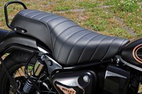 ライダー/パッセンジャー一体型のタックロールシートは、快適性を重視したつくりとなっており、広いスペースと太もも下のサポートが特徴。シート高は805mmだ。