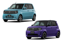 軽EVの「N-ONE e:」(左上)のボディー&シャシーを拡幅して開発された「スーパーONE」(右下)。ソフトウエアを除くと電動パワートレインも基本的に共通なのだが、CEV補助金の額は前者が58万円なのに対し、後者は倍以上の130万円となっている。