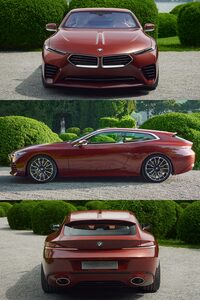 「コンセプト スピードトップ」の3面図。
ほった「いいですねぇ。昔ながらのBMWって感じで」
渕野「個人的には、未来のBMWにはこちら側のデザインを取り入れていってほしいのですが……」