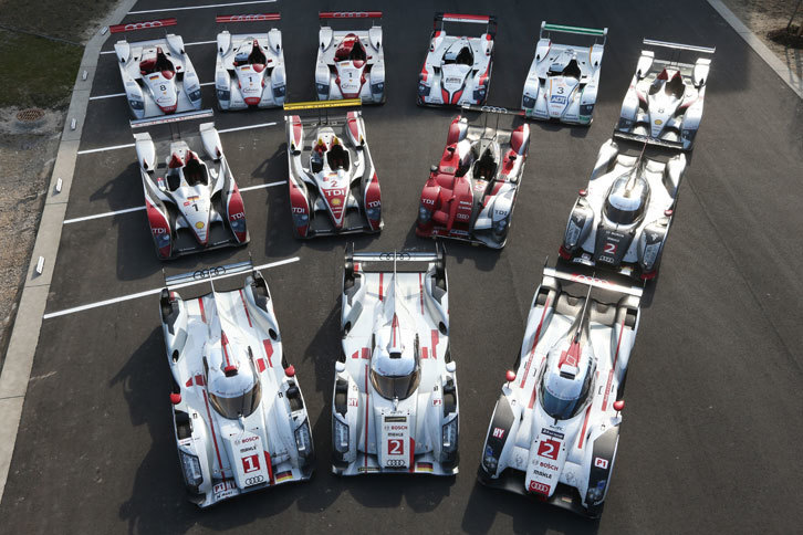 ルマン24時間レースで13回の優勝を誇るアウディ。2012年には「アウディR18 e-tronクワトロ」を投入し、ハイブリッド車による初優勝を果たした。