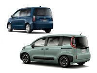 「ホンダ・フリード」(左上)と「トヨタ・シエンタ」(右下)。