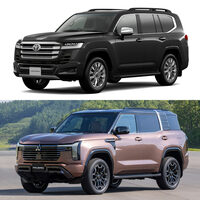 車格は違うがコンセプトは近い「トヨタ・ランドクルーザー“300”」(上)との比較。クオータービューで見ると、タイヤの外にはみ出た部分は明らかに「三菱パジェロ」(下)のほうが小さく、ことシルエットやプロポーションのつくり込みでは、こちらに軍配が上がる。