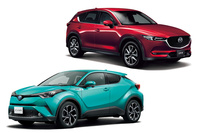 今年も勢いがあったジャンルといえばSUV。写真は12月に登場した「トヨタC-HR」と新型「マツダCX-5」。