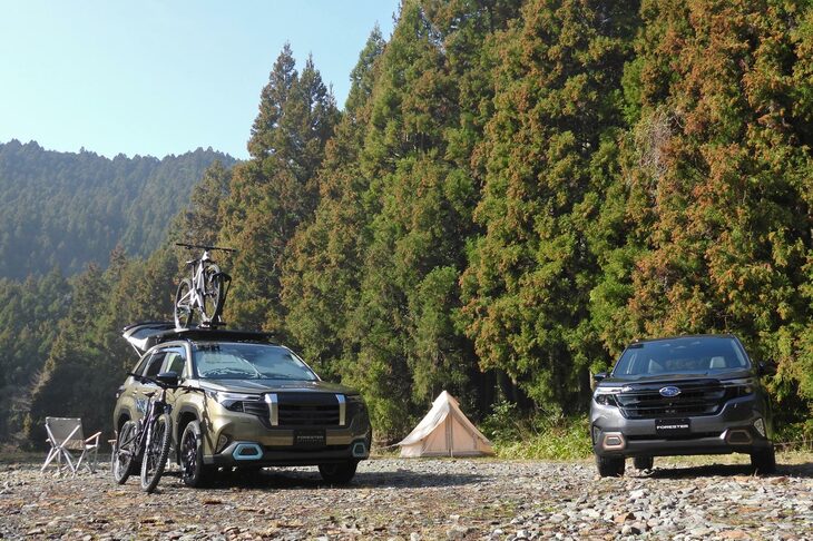 「スバル・フォレスター スポーツEX」(写真向かって右)と、同用品装着車(同左)。