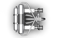 CO2回収装置「マツダモバイルカーボンキャプチャー」を真上から見た様子。システムの重量は「ジャパンモビリティショー2025」に展示された規模のもので50kg程度とされる。