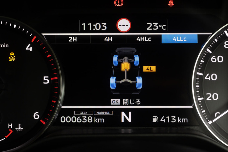 三菱トライトンGSR(4LLc選択時のメーターパネル)