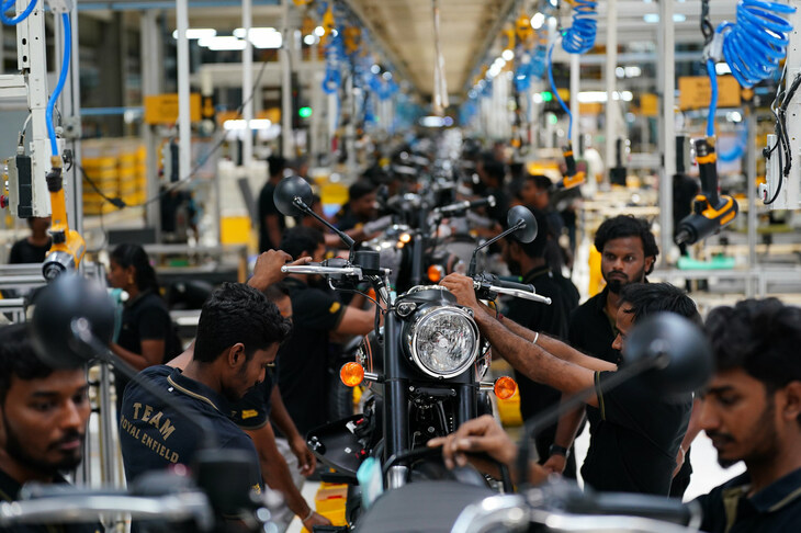 バラムバダガル工場は2017年8月に稼働したロイヤルエンフィールド最新の工場だ。主要3工場のなかで最も広い65エーカー(東京ドーム5個分)の敷地を持ち、今日では「クラシック350」「メテオ350」などを生産している。