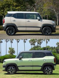 初期型(上)と改良型(下)のサイドビュー。今回のマイナーチェンジでも、リアまわりのデザイン変更は限定的だったが、初期型とは異なるフロントまわりのイメージと、ちゃんと整合性がとれている。(写真上:向後一宏)