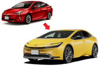 トヨタ車のデザインの変化を示す好例といえば、新旧の「プリウス」。
ほった「こうして見ると、先代プリウスのデザインはすさまじかったですね」
清水「後ろ姿はもっとヤバイよ。なんせリアコンビが鳥居みたいに光ったんだから」