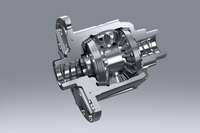 「アシンメトリックLSD」とは既存の円すいクラッチ型LSDにカム機構を追加したもの。加速側と減速側とでカム角が異なっており、加速・減速の双方において、最適な差動制限力を発生することができる。