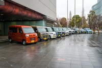 試乗会場にズラリと並んだダイハツのラインナップ。webCGでは軽自動車に的を絞って取材を行った。