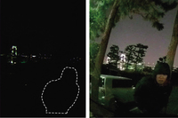 ソニー製CMOSセンサーの搭載で格段に性能アップした夜間撮影性能。かすかな光があれば通常は左のように真っ黒につぶれた映像も、右のようにはっきりと映し記録することができる。駐車監視をドライブレコーダーの重要項目に挙げる人には欠かせない性能だ。