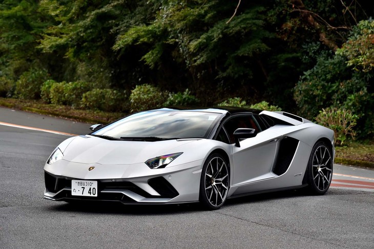 【ランボルギーニ・アヴェンタドールSロードスターのスペック】
	ボディーサイズ:全長×全幅×全高=4797×2030×1136mm/ホイールベース:2700mm/車重:1625kg(乾燥重量)※車検証記載値1940kg/駆動方式:4WD/エンジン:6.5リッターV12 DOHC 48バルブ/トランスミッション:7段AT/最高出力:740ps(544kW)/8400rpm/最大トルク:690Nm(70.4kgm)/5500rpm/タイヤ:(前)255/30ZR20 92Y XL/(後)355/25ZR21 107Y XL(ピレリPゼロ)/燃費:20.1リッター/100km(約5.0km/リッター、欧州複合モード)/価格:4996万9107円
	【取材時の燃費データ】
	テスト距離:277.0km(市街地1:高速道路8:山岳路1)/使用燃料:63.9リッター(ハイオクガソリン)/参考燃費:4.3km/リッター(満タン法)