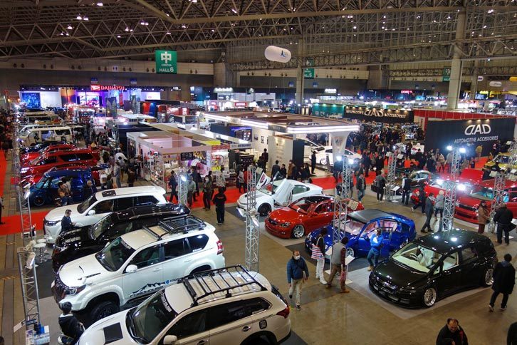 東京オートサロン2017の会場の様子。