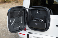 ボックスの内部はこうなっている。耐荷重は10kgで、ふたの裏に「Gクラス」のアイコンを発見した。