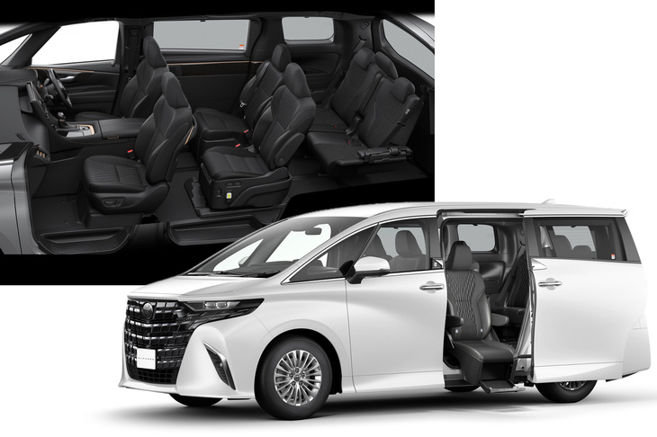 「アルファード」には福祉車両の「サイドリフトアップチルトシート装着車」も設定。ベース車両のグレードは「G」とされており、合成皮革とファブリックのコンビシートが装備されている。