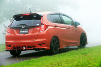 オリジナルデザインのカーボンアッパーウイングとリアアンダースポイラーが目を引くリアまわり。アンダースポイラーの中央にLEDのリアフォグランプも付けられる。