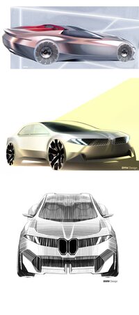上から順に、「BMWコンセプト スカイトップ」と「ビジョン ノイエクラッセ」「ビジョン ノイエクラッセX」のデザインスケッチ。コンセプトが統一されないデザインの林立は、BMWの迷走の表れか? あるいは……。