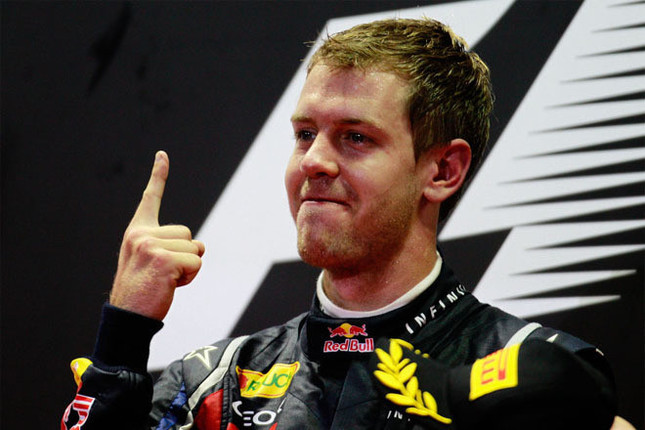 今季9回目の勝利で、2年連続タイトル獲得まであと1点と迫ったレッドブルのセバスチャン・ベッテル。ポールポジションから他を寄せつけない速さで圧勝した。(Photo=Red Bull Racing)