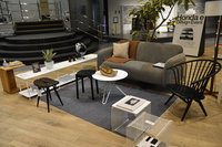 「Hondaウエルカムプラザ青山」内に「ホンダe」のデザインコンセプトに合わせた生活空間を演出するイベント、その名も「Honda e Design Event」では、川合氏が家具のチョイスやレイアウトなど、コーディネートを行った。