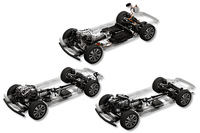 マツダのラージ商品群のプラットフォーム。縦置きのエンジンレイアウトと後輪の駆動を想定したラージ製品群の車体構造は、エンジン車と比べてパワーユニットが小さい反面、巨大なバッテリーの積載スペースが必要となるEVとは相性が悪い。