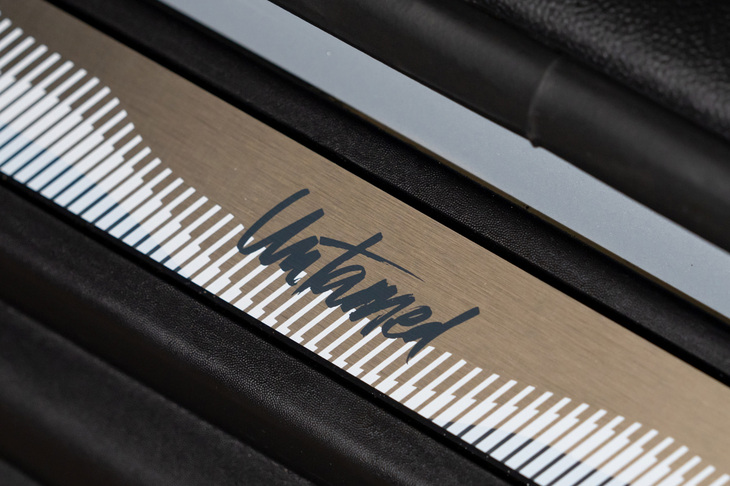 「Untamed」ロゴが配されたドアシルプレート。