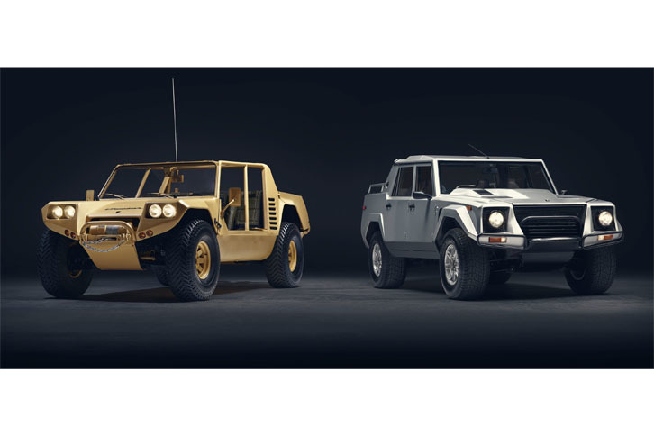 「ランボルギーニ・チーター」(左)と「ランボルギーニLM002」(右)。