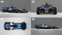 FIA(国際自動車連盟)が公表する2026年型F1マシンのイメージ。マシンの小型化、軽量化に加え、ピレリが供給するタイヤも前25mm、後ろ30mm幅が縮小。外径も720mmから705~710mmに縮小される。パワーユニットは1.6リッターV6ターボ・ハイブリッドと2014年から続く基本構成が踏襲されるが、電気モーターの出力がおよそ3倍に増加、内燃機関と電気モーターの出力比率は5:5とイーブンになるなど、さまざまな変更が行われる。(Photo=Fédération Internationale de l'Automobile)