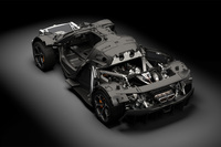 「W1」の透視図。プリプレグカーボンファイバーでつくられたモノコック「エアロセル」はマクラーレン史上最軽量で、車重は1399kg(乾燥重量)と発表されている。