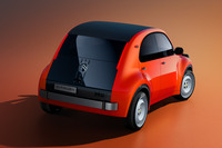 シトロエンは「2CVコンセプト」において、アイコンとしての「2CV」を模倣するのではなく、デザイン言語を再構築したとアピールする。リアビューではバンパーまで伸びる黒いテールゲートが印象的だ。
