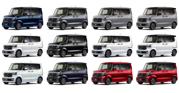 「カスタム」系のモデルのカラーバリエーション。右の6種類が「コーディネートスタイル」のボディーカラーだ。