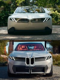 同じ「ノイエクラッセ」シリーズの2台だが、フロントまわりの意匠は大きく異なる。セダンではランプを内包した2つの枠をキドニーグリルと見立てているのに対し、SUVではフロント中央に小ぶりなキドニーグリルが残されているのだ。