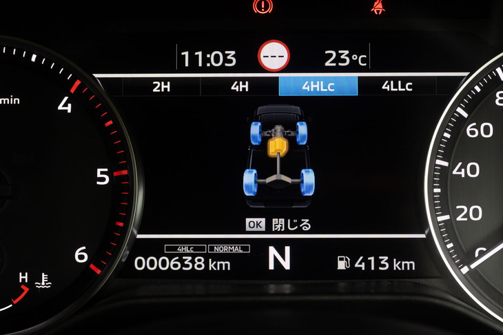 三菱トライトンGSR(4HLc選択時のメーターパネル)