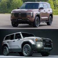 新型「三菱パジェロ」と「トヨタ・ランドクルーザー“250”」の比較。同じような車格の2台だが、デザインの狙いは真逆に近い。