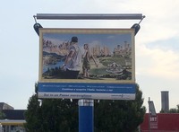 近年イタリアの高速道路会社が展開している「君は美しい国にいる」の常設型看板。フィレンツェで。
