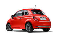 「500スカッコ」のリアビュー。写真は、ボディーカラーが「コーラル レッド」のもの。