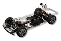 ガソリンエンジンを搭載したプラグインハイブリッドモデルのアーキテクチャー。