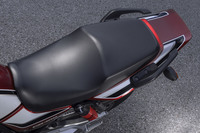 今どきのネイキッドモデルには珍しい、大きめのシートとリアカウル。シートは高密度ウレタンフォームでできており、その下には小物をしまえるスペースが備わっている。