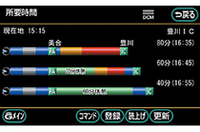 画面は渋滞予測を加味した、到着時間の予測シミュレーション。高速道路のSAで60分休憩しても、渋滞が緩和されるため、到着時間には20分しか差がないと案内される。