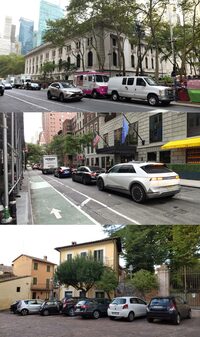 清水「これナニ?」 
	ほった「出張で出かけた海外の街です。上2枚がニューヨークで、下1枚がイタリアのサン・ジェミニっていう小さな町。意見に賛同するかは別にして、実際に海外の(特に欧米の)街でクルマを眺めていると、渕野さんの言わんとしていることは、なんとなく理解できると思いますよ」