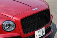 ブラック基調のドレスアップは「フライングスパー スピード」の外観上の特徴。ダークティント仕上げのグリルはそのひとつである。