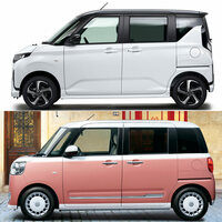 現行型の7代目「ムーヴ」(上)と2代目「ムーヴ キャンバス」(下)の比較。Aピラーの傾きやリアゲートの傾斜、ガラスエリアの切り欠きなどに注目。