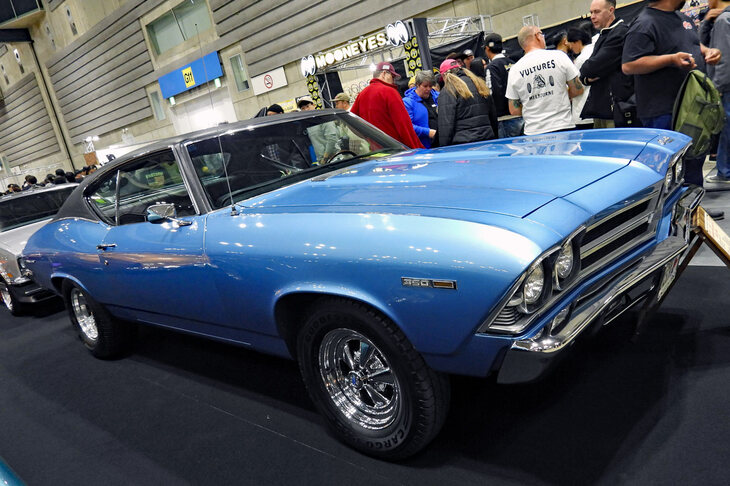 1969年式「シボレー・シェベル マリブクーペ」。コテコテできらびやかなカスタムカーもいいけれど、個人的にはこういう風情のクルマが一番好きである。