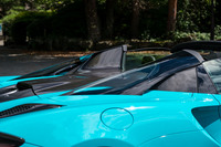 ルーフトップとリアセクションを結ぶバットレスがスケルトン仕上げに。ささいなことではあるが、この手のスーパーカーとしては異例なほどに斜め後ろが確認しやすい。