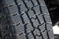 トレッドの中央には厚みがあってサイズが大きなブロックをレイアウト。ブロックの断面はのこぎりの歯のように処理されている。