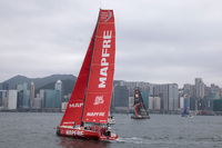 マフレのレーシングヨット。ボルボ・オーシャンレースは、競技性の向上や参加費用の削減を目的に、前回の2014-2015大会から全チーム共通のヨットで競う“ワンメイクレース”となっている。