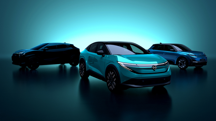 日産が欧州で展開予定のニューモデル群。新型「ジューク」のBEVも導入する。
